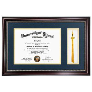 11x17 Mahogany Diploma Frame with Tassel Holder for 8.5x11 Certificate